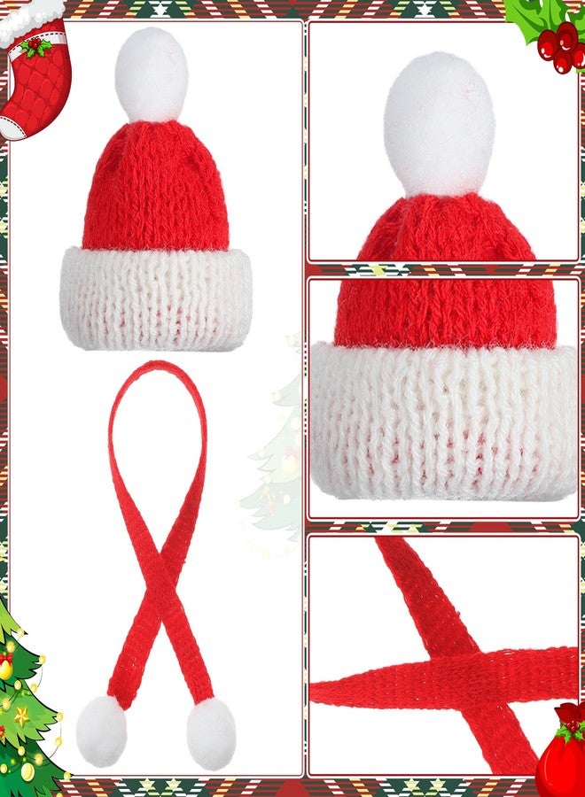 Bencailor 24 Pcs Mini Knit Santa Hats Tiny Christmas Scarf and Hats Set Mini Scarf for Crafts Small Christmas Tree Ornaments Decorations for DIY Craft Art Snowman Doll (Red Green) - Image 5
